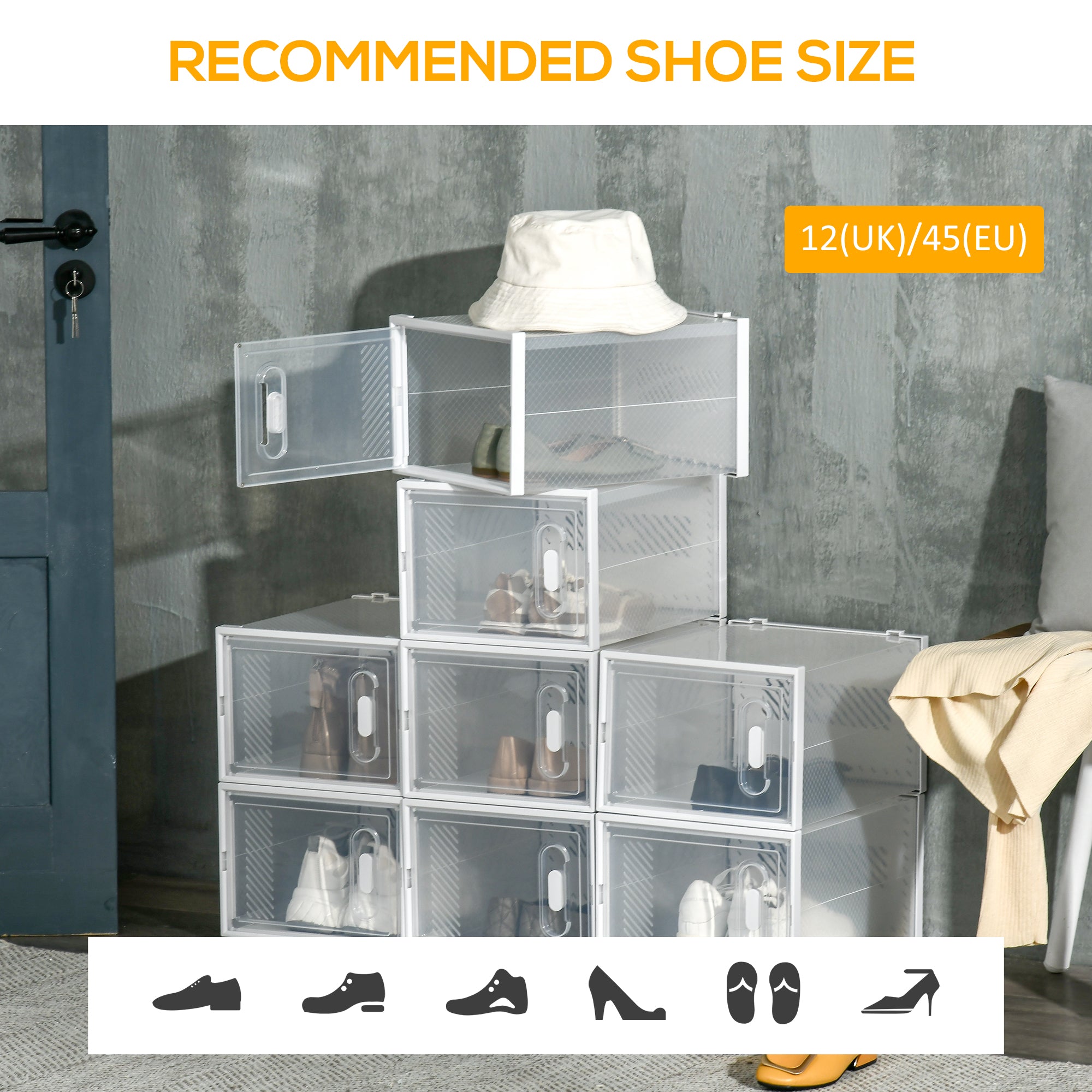 Plastic Shoe Storage Cabinet 28cm Wide in Set Of 8 - Velmora