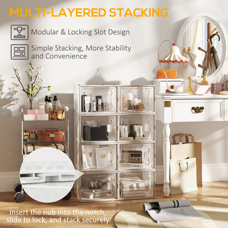Plastic Shoe Storage Cabinet 28cm Wide in Set Of 8 - Velmora