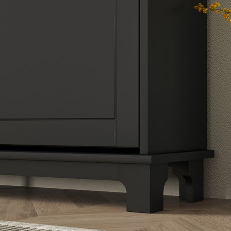 Wooden Shoe Storage Cabinet 119.5cm Wide With 4 Flip Doors - Velmora