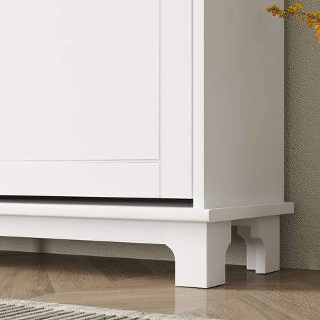 Wooden Shoe Storage Cabinet 119.5cm Wide With 4 Flip Doors - Velmora
