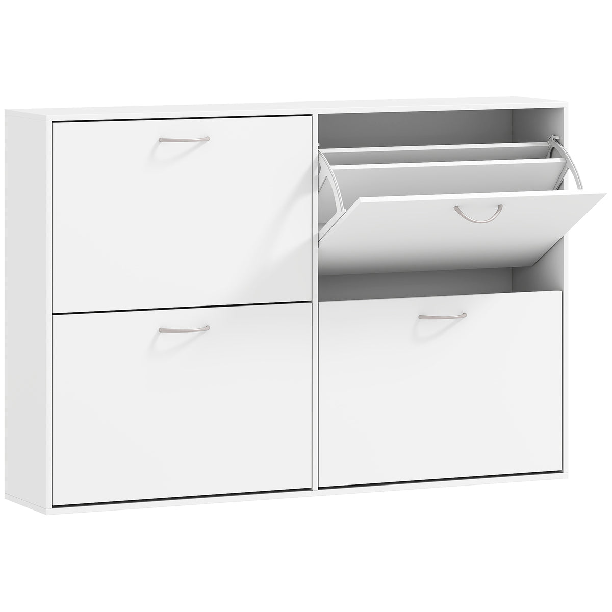 Wooden Shoe Storage Cabinet 120cm Wide With 4 Flip Doors - Velmora