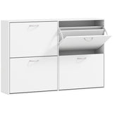 Wooden Shoe Storage Cabinet 120cm Wide With 4 Flip Doors - Velmora