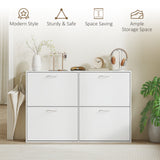 Wooden Shoe Storage Cabinet 120cm Wide With 4 Flip Doors - Velmora