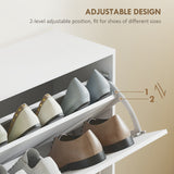 Wooden Shoe Storage Cabinet 120cm Wide With 4 Flip Doors - Velmora