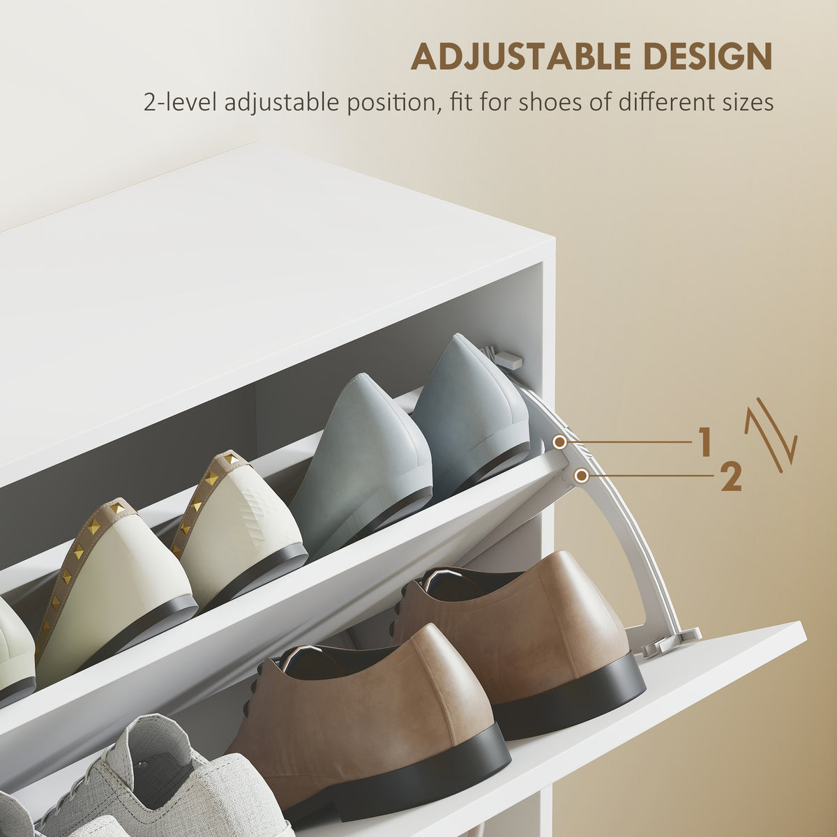 Wooden Shoe Storage Cabinet 120cm Wide With 4 Flip Doors - Velmora