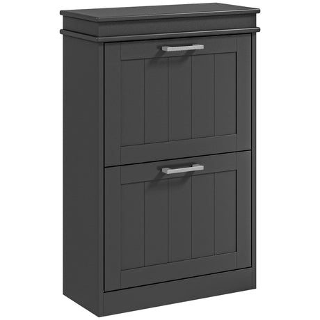 Wooden Shoe Storage Cabinet 54cm Wide With 2 Flip Doors - Velmora