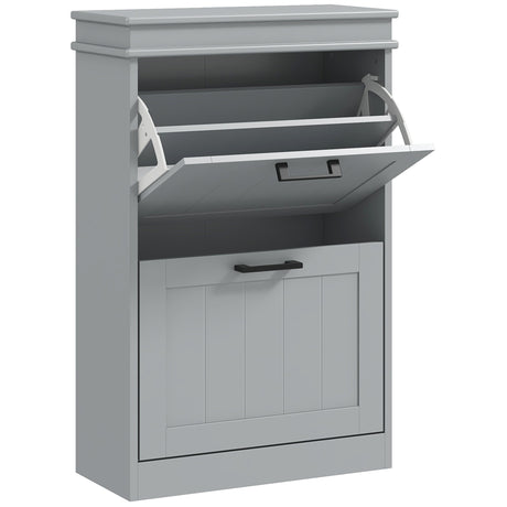 Wooden Shoe Storage Cabinet 54cm Wide With 2 Flip Doors - Velmora