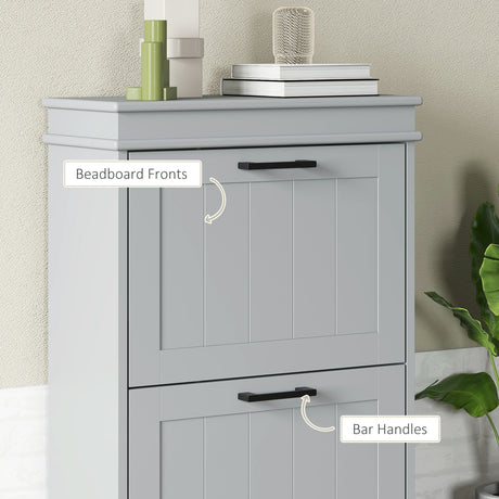 Wooden Shoe Storage Cabinet 54cm Wide With 2 Flip Doors - Velmora