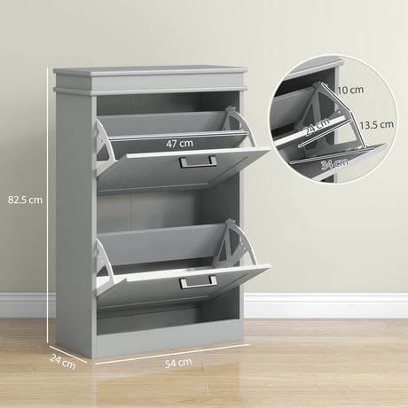 Wooden Shoe Storage Cabinet 54cm Wide With 2 Flip Doors - Velmora