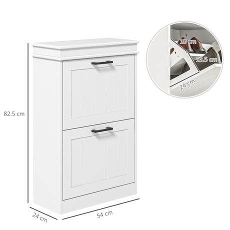 Wooden Shoe Storage Cabinet 54cm Wide With 2 Flip Doors - Velmora