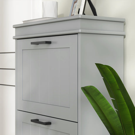 Wooden Shoe Storage Cabinet 54cm Wide With 3 Flip Doors - Velmora