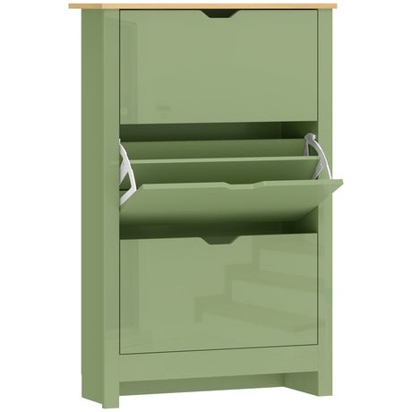 Wooden Shoe Storage Cabinet 72cm Wide With 3 Flip Doors - Velmora