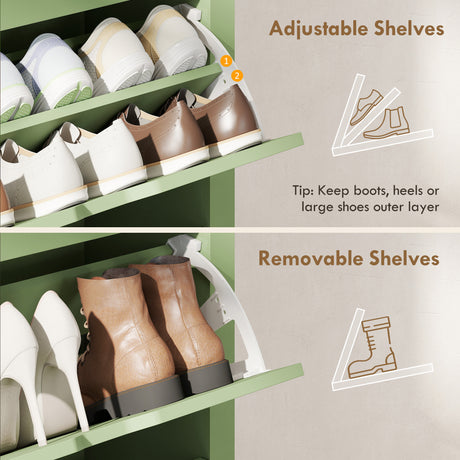 Wooden Shoe Storage Cabinet 72cm Wide With 3 Flip Doors - Velmora