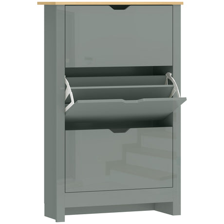 Wooden Shoe Storage Cabinet 72cm Wide With 3 Flip Doors - Velmora