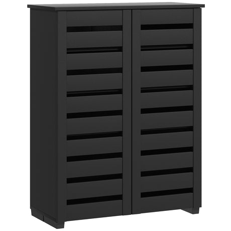 Wooden Shoe Storage Cabinet 76cm Wide With 2 Doors - Velmora
