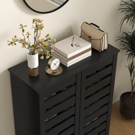 Wooden Shoe Storage Cabinet 76cm Wide With 2 Doors - Velmora