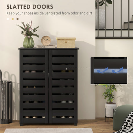 Wooden Shoe Storage Cabinet 76cm Wide With 2 Doors - Velmora