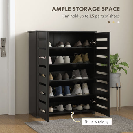 Wooden Shoe Storage Cabinet 76cm Wide With 2 Doors - Velmora