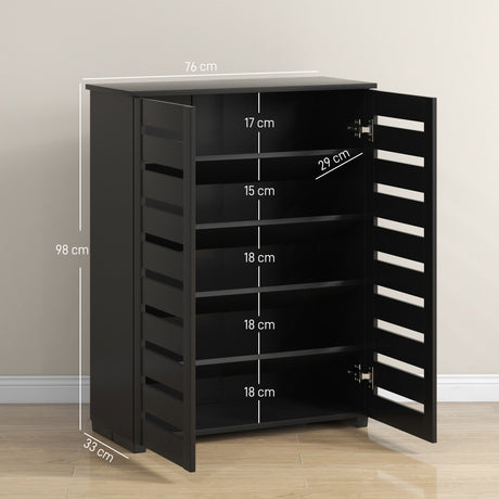 Wooden Shoe Storage Cabinet 76cm Wide With 2 Doors - Velmora