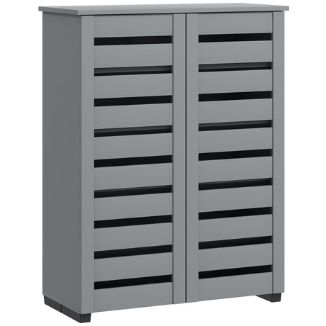 Wooden Shoe Storage Cabinet 76cm Wide With 2 Doors - Velmora