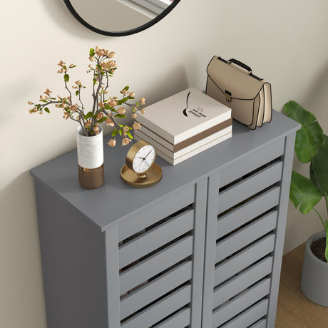 Wooden Shoe Storage Cabinet 76cm Wide With 2 Doors - Velmora
