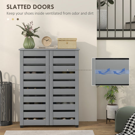 Wooden Shoe Storage Cabinet 76cm Wide With 2 Doors - Velmora