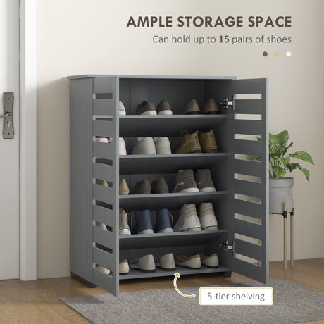 Wooden Shoe Storage Cabinet 76cm Wide With 2 Doors - Velmora