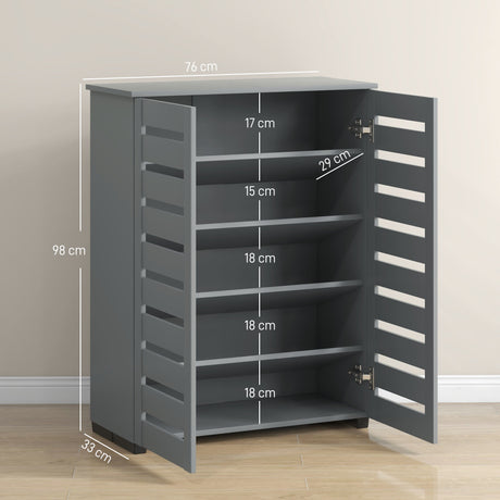 Wooden Shoe Storage Cabinet 76cm Wide With 2 Doors - Velmora