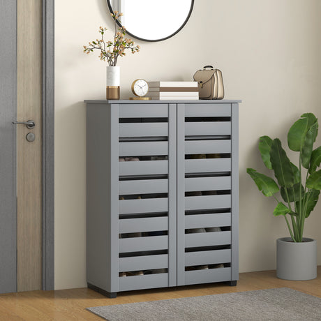 Wooden Shoe Storage Cabinet 76cm Wide With 2 Doors - Velmora