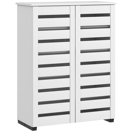 Wooden Shoe Storage Cabinet 76cm Wide With 2 Doors - Velmora