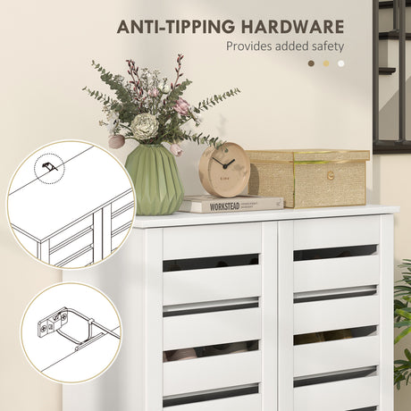Wooden Shoe Storage Cabinet 76cm Wide With 2 Doors - Velmora