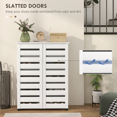 Wooden Shoe Storage Cabinet 76cm Wide With 2 Doors - Velmora