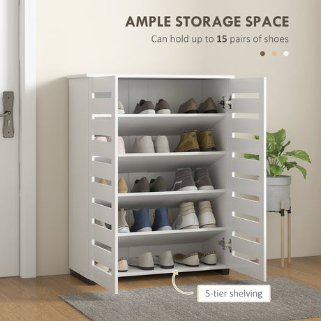 Wooden Shoe Storage Cabinet 76cm Wide With 2 Doors - Velmora