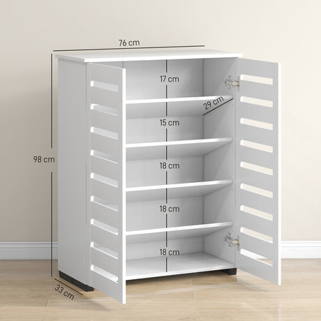 Wooden Shoe Storage Cabinet 76cm Wide With 2 Doors - Velmora