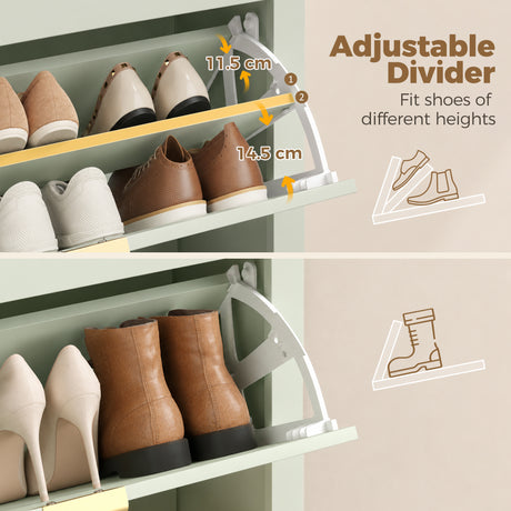 Wooden Shoe Storage Cabinet 80cm Wide With 2 Rattan Flip Doors - Velmora