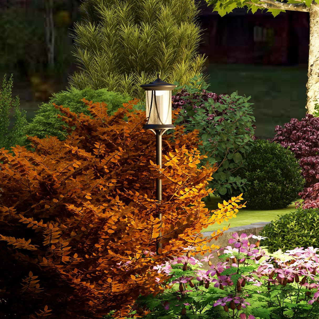 ABS Plastic 1.3m LED Solar Powered Garden Lamp Post - Velmora