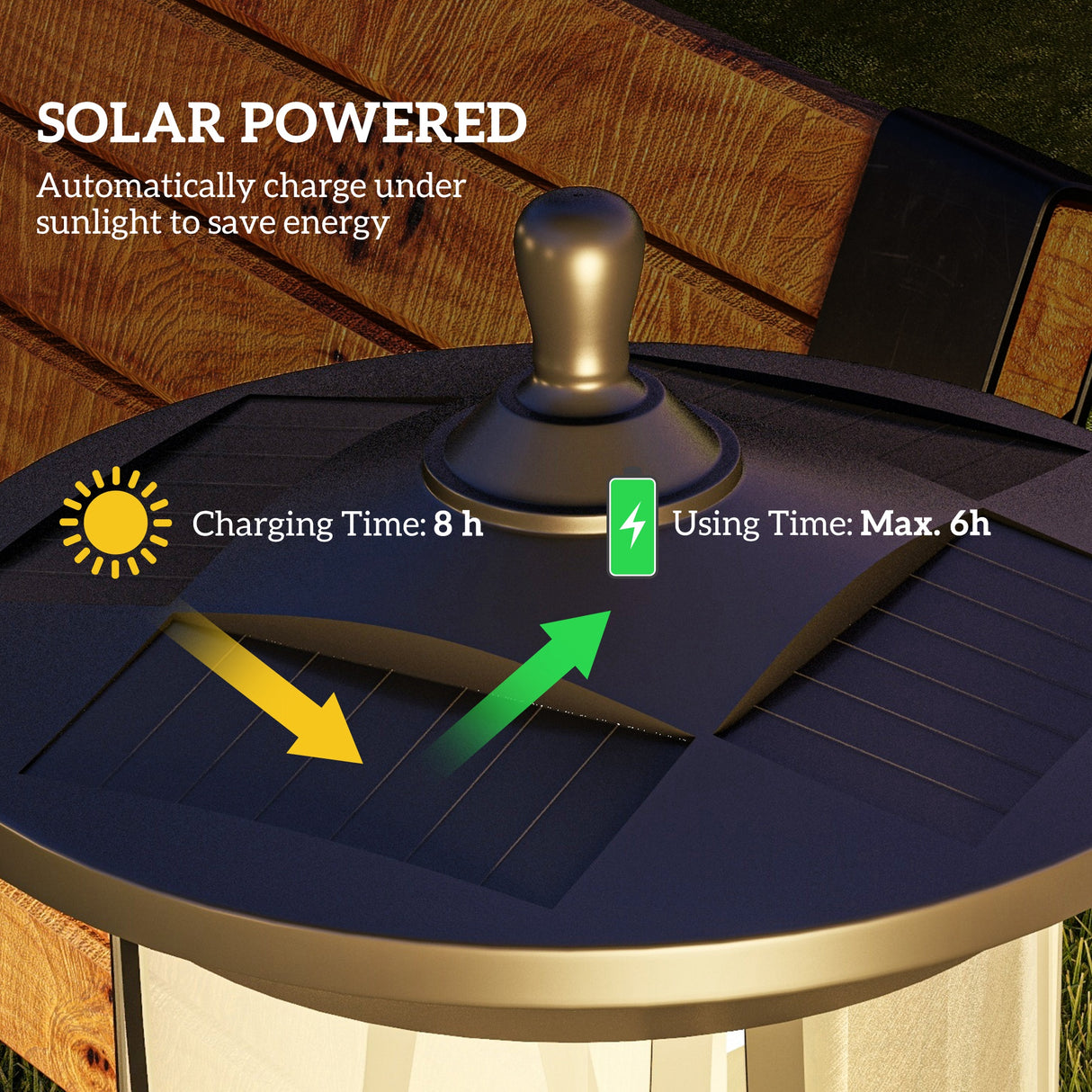 ABS Plastic 1.3m LED Solar Powered Garden Lamp Post - Velmora