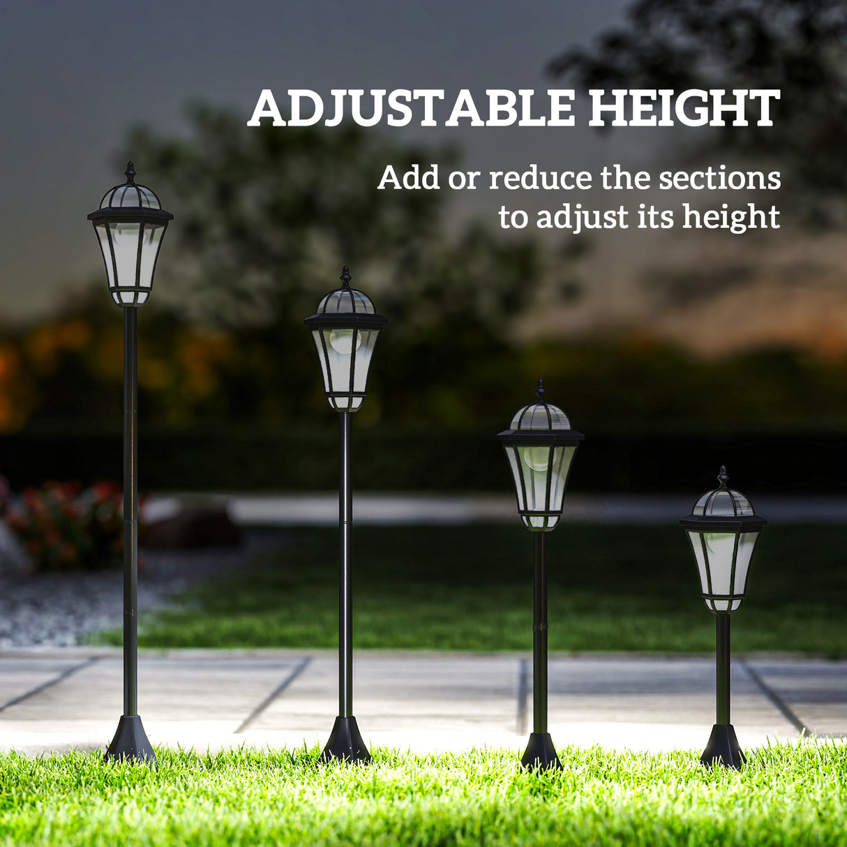 ABS Plastic 1.3m Tall Solar Powered Garden Lamp Post in Set of 2 - Velmora