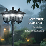 ABS Plastic 1.8m Tall Traditional Victorian Style 3 Way Head Garden Solar Lamp Post - Velmora