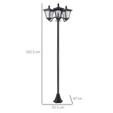 ABS Plastic 1.8m Tall Traditional Victorian Style 3 Way Head Garden Solar Lamp Post - Velmora