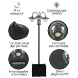 ABS Plastic 189cm 3-head Solar Powered Garden Lamp Post With Planter - Velmora