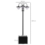 ABS Plastic 189cm 3-head Solar Powered Garden Lamp Post With Planter - Velmora
