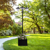 ABS Plastic 189cm 3-head Solar Powered Garden Lamp Post With Planter - Velmora