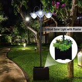 ABS Plastic 189cm 3-head Solar Powered Garden Lamp Post With Planter - Velmora