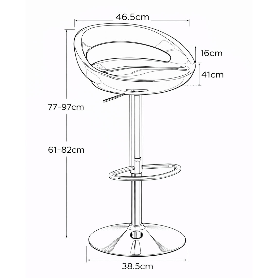 ABS Plastic Bar Stool With Polished Chrome Frame - Cayton