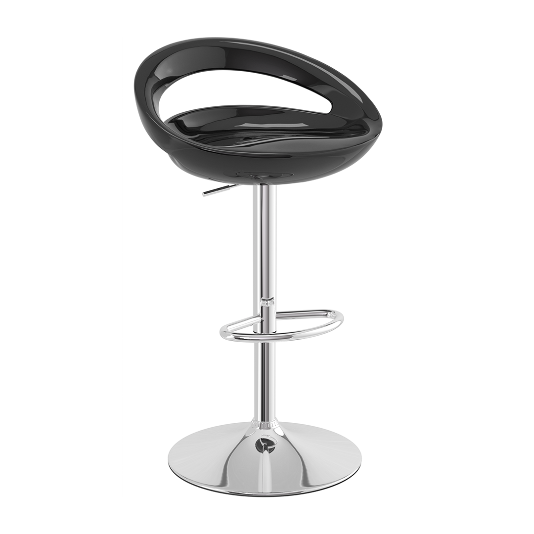 ABS Plastic Bar Stool With Polished Chrome Frame - Cayton