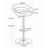 ABS Plastic Bar Stool With Polished Chrome Frame - Cayton