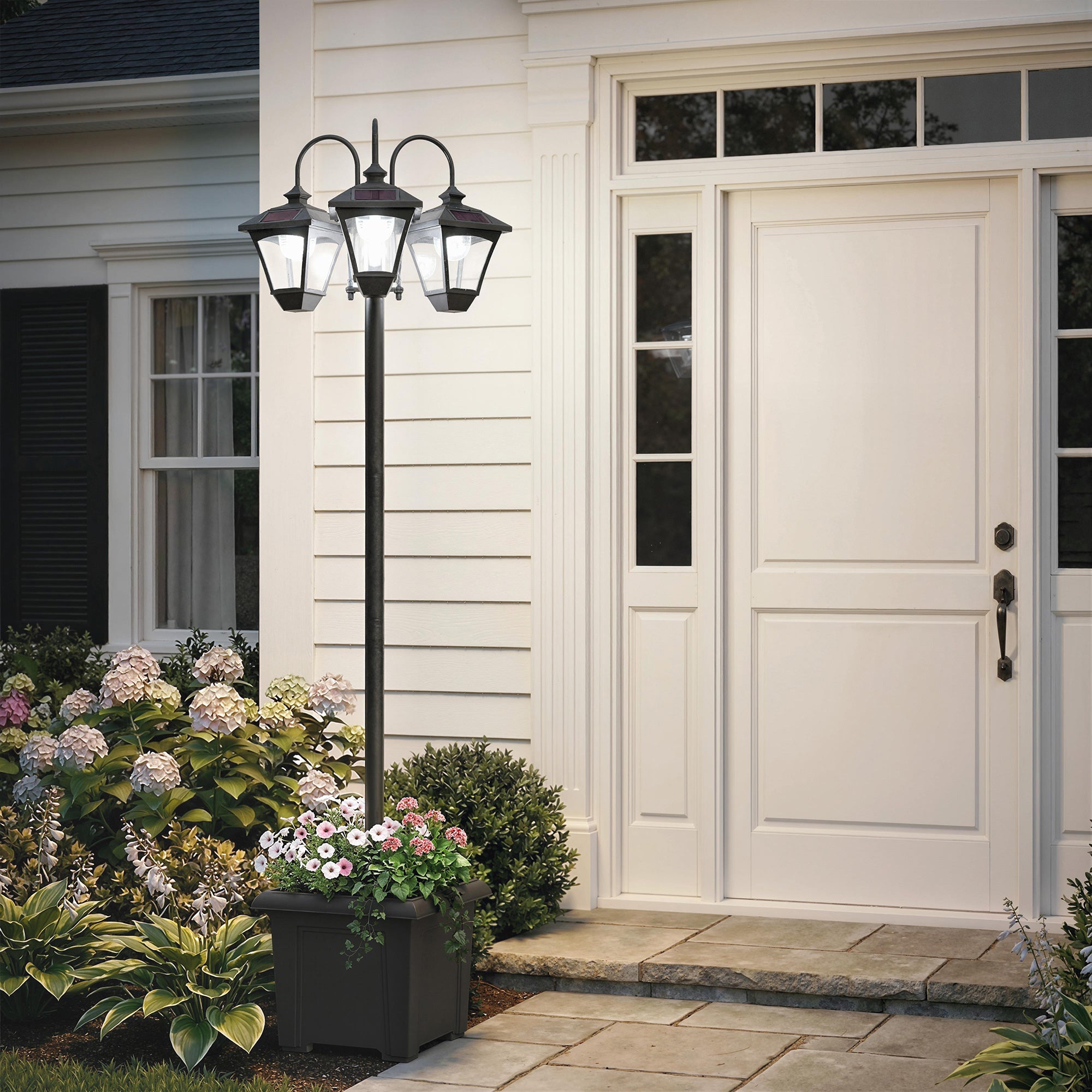 ABS Plastic Garden Solar Powered Garden Lamp Post With Dusk-to-Dawn Sensor Street Light - Velmora
