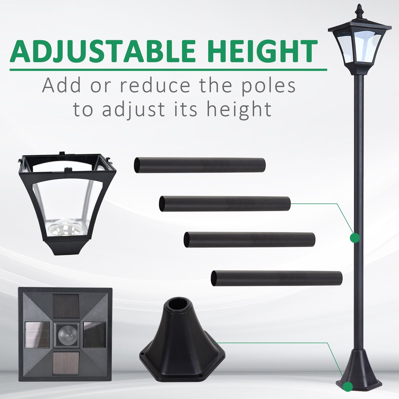 ABS Plastic Sensor Dimmable LED Garden Solar Post Lamp in Set of 2 - Velmora