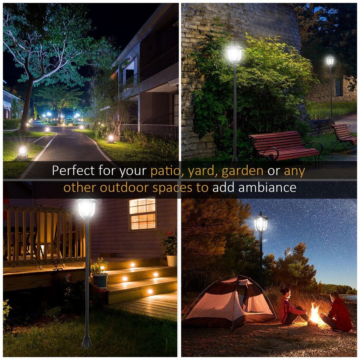 ABS Plastic Sensor Dimmable LED Garden Solar Post Lamp in Set of 2 - Velmora